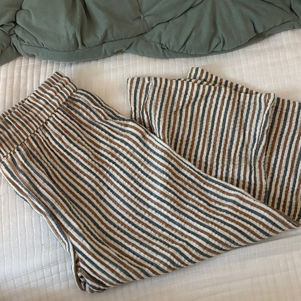 Rylee + Cru Striped Joggers in Brown and Cream